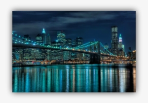 Nyc-brookling Bridge And Downtown At Night - Brooklyn Bridge #2181147