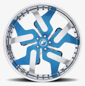 Forgiato Prometeo-l Blue And Chrome Center With Chrome - Forgiato Rims Png #2191396