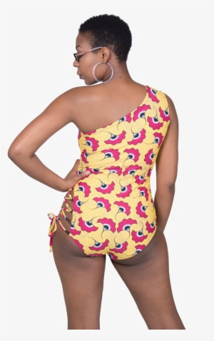 Nya One Shoulder Lace Up One Piece Swimsuit, African #2194938 Nya One Shoulder Lace Up One Piece Swimsuit, African #2194938