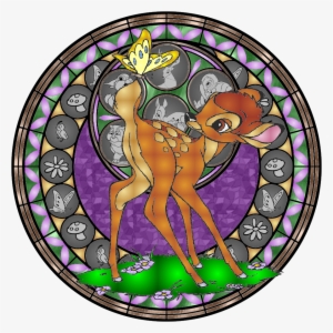 Stained Glass By Maleficent Deviantart Com On - Bambi Forest Butterfly Round Stained Glass Style Silver #2195396