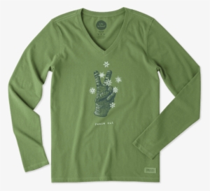 Women's Peace Out Glove Long Sleeve Crusher Vee - Life Is Good #2196707