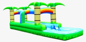 Tropical 2 Lane Water Slide - Water Slides Clipart Png #2197057