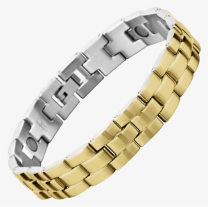 Stainless Steel Men's Bracelet With Gold Plated Outer - Gold Bracelet For Men Png #2197257