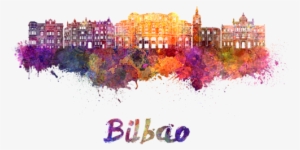 Bleed Area May Not Be Visible - Bilbao Skyline Watercolor #220337