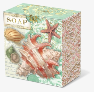 Seashells Paper-wrapped Boxed Soap - Punch Studios Ocean Green Tea Gift Soap #220856