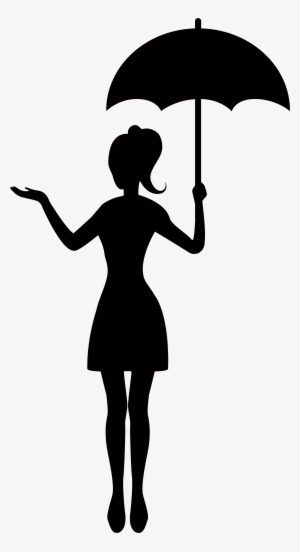 Girl With Umbrella Silhouette Png Clip Art - Black Silhouette With Umbrella #222529