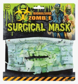 Biohazard Zombie Surgical Mask - Biohazard Printed Surgical Mask - White/green - One #222552