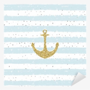 Gold Glitter Anchor On Striped Repeat B Scribble Background - Drawing #226150