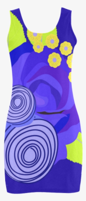 Indigo Watercolor Roses Floral Medea Vest Dress - Active Tank #226352