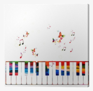 Colorful Piano Vector Background With Butterflies Canvas #228391