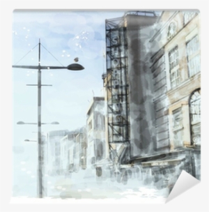 Watercolor Illustration Of City Scape Wall Mural • - Illustration #228396