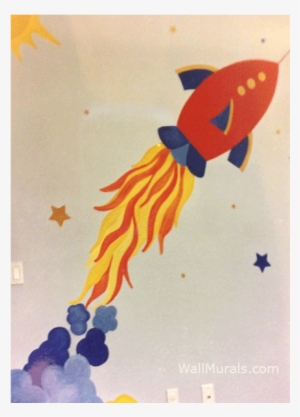 Space Mural With Rocket - Art #229402