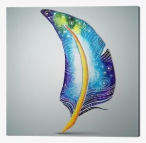 Vector Watercolor Feather With Doodle Pattern - Watercolor Painting #229424