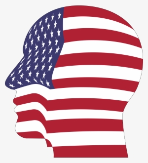 Free Clipart Of A Profiled Head With An American Flag - American Flag Head #2202801
