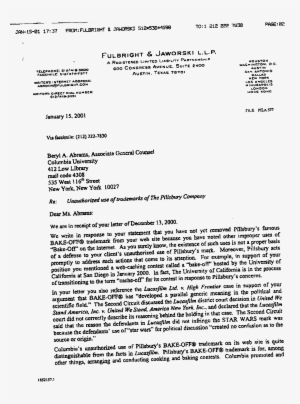 Response From Pillsbury, - Trademark Acceptance Letter #2203443