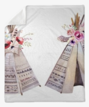 Handdrawn Watercolor Tribal Teepee, Isolated White - Watercolor Boho #2203793