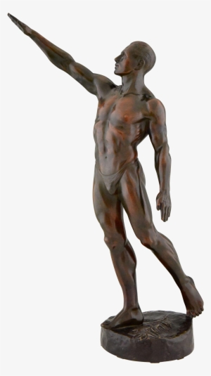 Olympic Salute, Bronze Art Deco Sculpture Male Nude - Statue #2205332