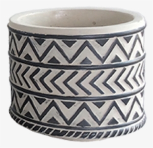 Pot White W Grey Tribal Pattern Sml 12cm - Home Coach #2207378