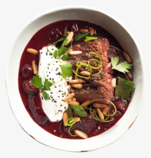 Beetroot And Sour Cherry Soup With Perfumed Short Ribs - Asian Soups #2209097
