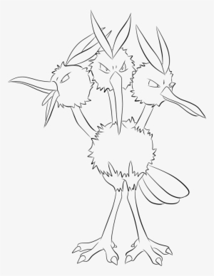 085 Dodrio Lineart By Lilly Gerbil On Lineart - Dodrio Lineart #2214040