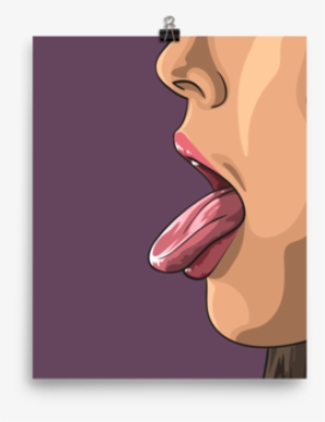 Printed Watercolour Hot Girl Poster Of A Sexy Woman - Tongue #2214795