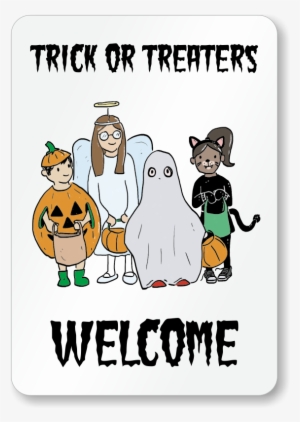 Halloween Trick Or Treaters Welcome Sign - Trick Or Treaters Welcome Door Sign #2216284