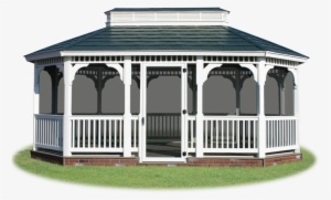 Screened In Vinyl Single Roof Oval Gazebo From Pine - Gazebo Kits #2216813