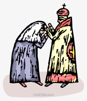 Priest Blessing A Woman Royalty Free Vector Clip Art - Clip Art #2221266