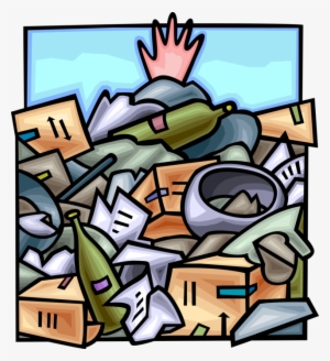 Vector Illustration Of Hand Buried Under Waste Dump - Environmentally Sound Management #2226315