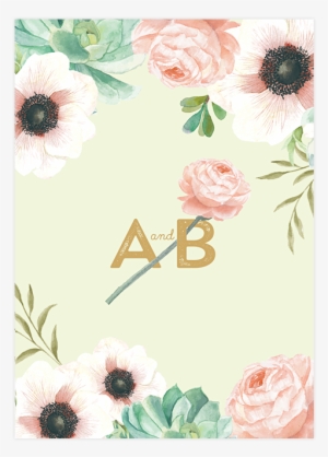 Invitation Mariage Personnalise Fleurs Pink Mint Bouquet - Personalised Botanical Wedding Invitation #2237530