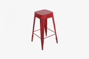 Red Metal Bar Stool - Taburete Tolix Con Respaldo #2240722