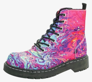 Mix Paint Print 7 Eye Vegan Combat Boot - T.u.k. Shoes Womens Paint Swirl 7-eye Anarchic Boots #2240839