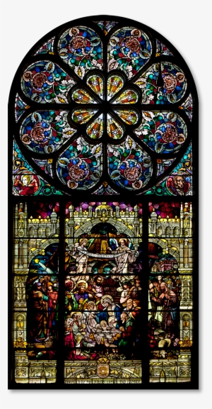 Rose And Transept Window Of The Nativity, Sacred Heart - Stained Glass Windows Png #2242283
