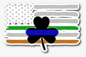 Thin Blue Line Shamrock & Irish Flag Sticker Decal - Thin Blue Line #2242964