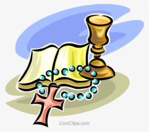 Bible, Cross And Chalice Royalty Free Vector Clip Art - Bibel Clipart #2244541
