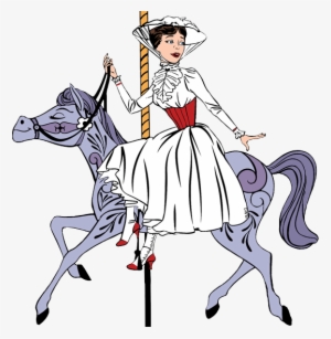 Disney Mary Poppins Clip Art - Mary Poppins On Carousel Horse #2248075