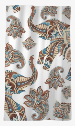 Watercolor Ethnic Elephant With Paisley Elements Background - Paisley #2249045