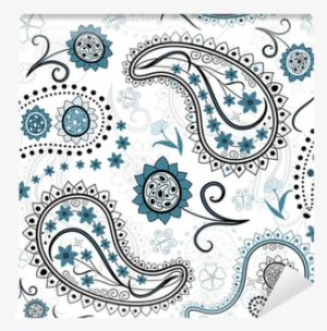 Seamless Floral Pattern With Paisley Wall Mural • Pixers® - Yellow Flower Pattern Auto Vehicle Car Mat Front Set #2249446