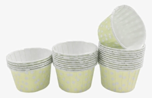 Pale Yellow With White Polka Dot Mini Cupcake Paper - Cup #2253189