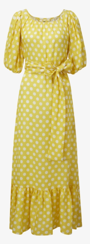 Polka Dot Yellow And White Linen Prairie Dress - Polka Dot #2253464