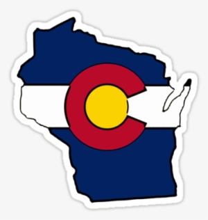 Wisconsin Outline Colorado Flag Stickers By Artisticattitud - Wisconsin Outline Colorado Flag Drinking Glass #2260553