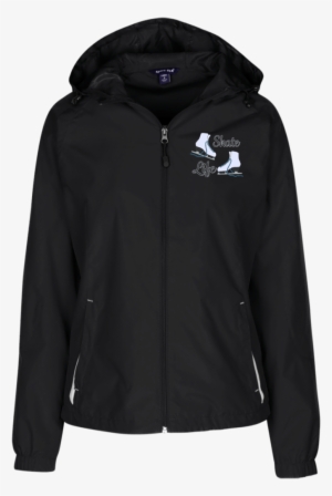 Sport-tek® Ladies Colorblock Hooded Raglan Jacket - Sort Lang Skijakke Dame #2263666