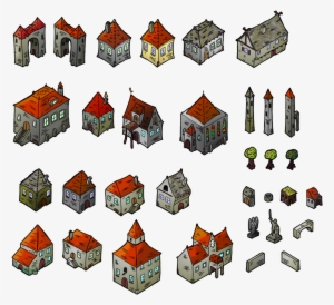 Village Clipart Rpg - Isometric Medieval Buildings - Free Transparent ...