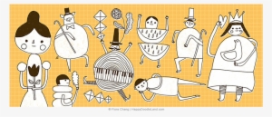 Doodle People On Yellow Grid © Flora Chang #2271752