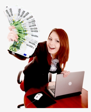 Happy Business Woman Showing The Money - Business Woman Money Png #2271984