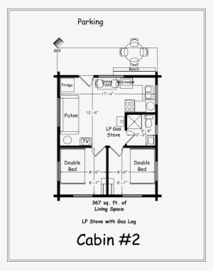 Both Bedrooms Have Double Lodge Pole Beds - 2 Bedroom Cabin Floor Plans #2276948