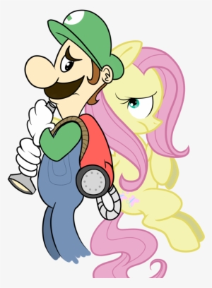 Fillyblue, Fear, Fluttershy, Luigi, Luigishy, Luigi's - Luigi And Fluttershy #2284133