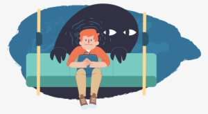 Boy Sitting On Bus Seat With Shadow Of A Big Scary - Anxiety #2286369