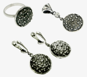 Sterling Silver Set 'hedgehog' - Earrings #2287213