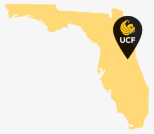 Image Of Florida With Marker Where Ucf Is Located - Ucf Location In Florida #2290889